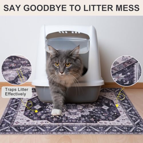BEAUTYZOO Cat Litter Mat, 28" x 36" Large Litter Trapping Mat, Waterproof