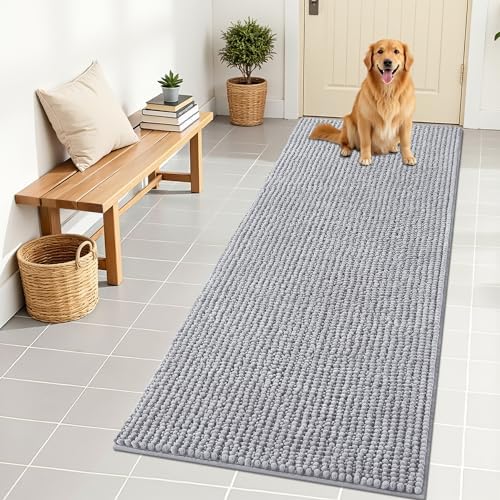 OLANLY Dog Door Mat for Muddy Paws 70x24, Extra Absorbent Chenille Mud Mat
