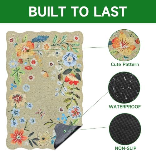Cat Litter Mat,35"x23" Large Cute Litter Box Mat,Traps 100% Litter