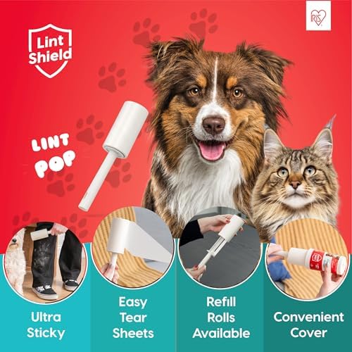 IRIS USA Extra Sticky Lint Roller, Standard Pack with Storage Box & Refills