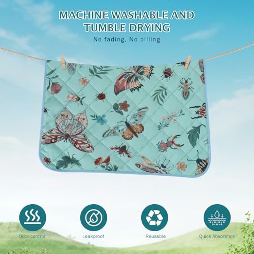 IEUUMLER Washable Pee Pads for Dogs, 2 Pack Insect Pattern Reusable Waterproof Puppy Potty Pads, Non-Slip Absorbent Pet Training Pads for Playpen Crate Bed EU014