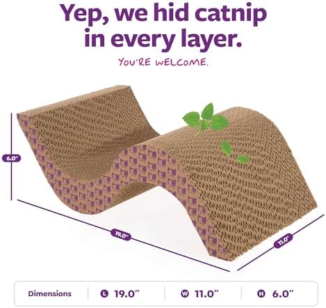 SmartyKat Super Scratcher+ Scroll Wide Corrugate Cat Scratcher with Catnip Infusion Technology, Stimulating for Cats & Kittens, Recycled Material, Brown
