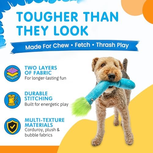 Guru Pet: Fry Guy: 5 Piece Set - Large - 4 Plush Dog Toys w/Holder, Squeaks & Crinkles, Fry Shape Characters, Durable Fabric, Chew-Fetch-Thrash-Play