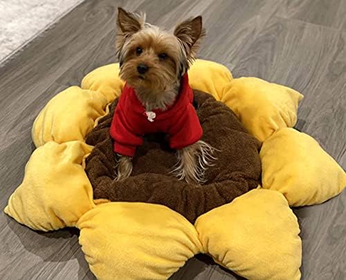 TONBO Soft Plush Small Cute and Cozy Nature Dog Cat Bed, Washer and Dryer Friendly (Sunflower)