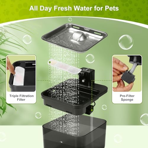 12 Packs Replacement Filters for 84oz/2.5L Fursink Pet Water Fountain, ZEKIRY Cat Water Fountain Filter, Triple Filtration Pet Fountain Filter Replacement(12 Filters & 12 Sponges)