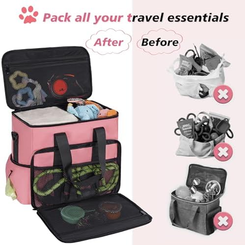 Dog Travel Bag, Large Pet Travel Set with Multi-Function Pockets
