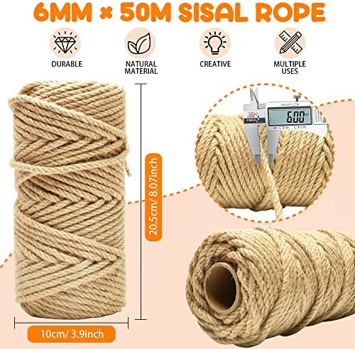 164FT 1/4 Inch Cat Scratching Sisal Rope for Cat Trees & Posts