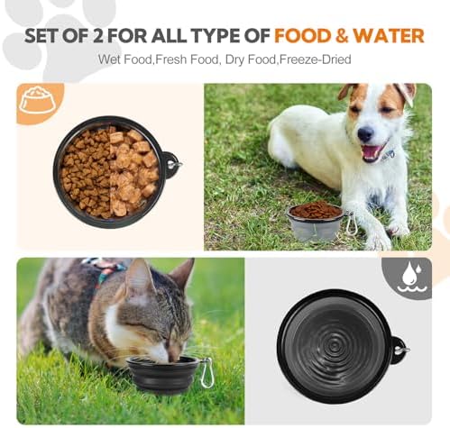 Collapsible Dog Bowl for Travel,2-Pack 12oz Pet Portable Water Food Bowls