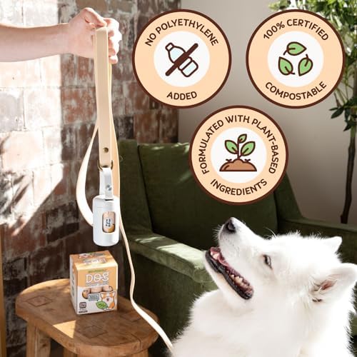 Pure & Pup 100% Certified Home Compostable Dog Poop Bags - Plant Based Corn Starch - Cute Poop Bags - 18 Dog Poop Bags Rolls - Extra Strong & Leak Proof - ASTM D6400 & EN 13432 Compliant - 270 Count