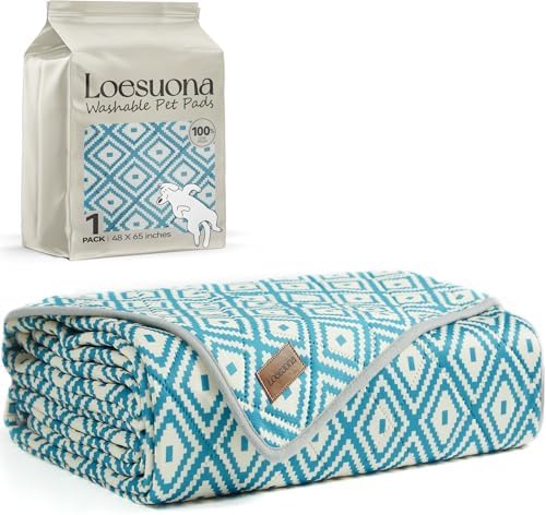 Washable Pee Pads for Dogs , Ultra-Absorbent Reusable Puppy Pads with Waterproof & Non-Slip Backing, Leak-Proof Protection for Dog Training , Crates , Whelping & Playpens ( 48"x65" )