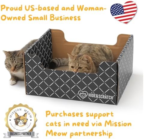 Hide & Scratch Cardboard Cat Scratcher Box & Bed Dark Grey 2 Pack Cat Pad