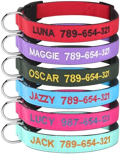 Kuley Personalized Dog Collar, Embroidered with Pet Name and Phone Number
