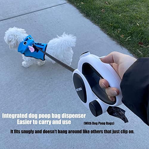 16 ft Retractable Dog Leash with Flashlight & Poop Bag Dispenser