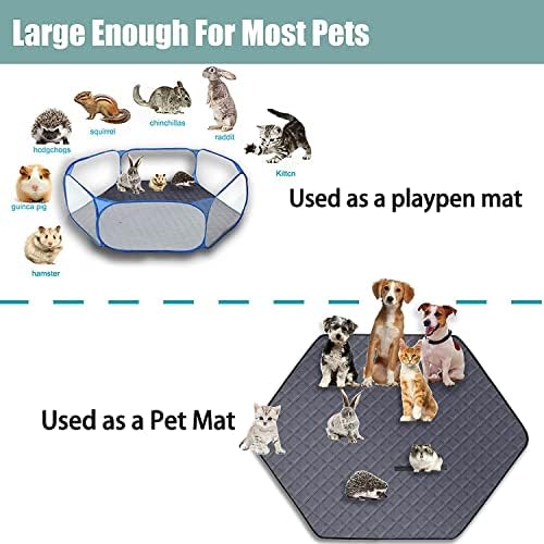 47' Hexagon Washable Guinea Pig Playpen Mat Leakproof Anti-Slip