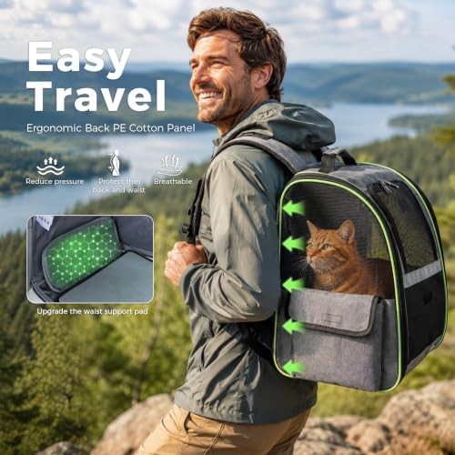 Lekereise Cat Backpack Carriers, Dog Carrier Backpacks with Breathable Mesh for Small Medium Cats Dogs Puppy Up to 18 Lbs, Pet Foldable Carrying Backpack Ventilated for Travel Hiking Collapsible