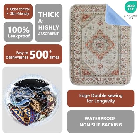 Qeils Washable Pee Pads, Super Absorbent Puppy Pads, 2 Pack 18"x24"