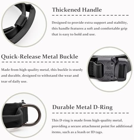 Tactical Dog Collar Leash Set, Adjustable Military Training Collar, Black L
