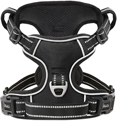 HEELE Dog Harness Dog Harness Small Dog No Pull Harness with Soft Handle Reflective Harness Adjustable, Black, S