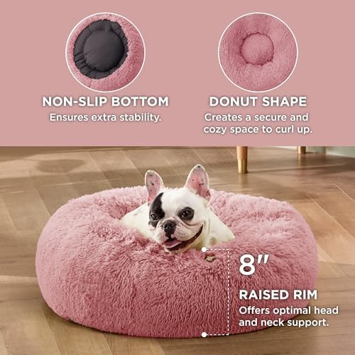 Bedsure Calming Small Dog Bed Donut Washable Cat＆Puppy Bed,23 inches