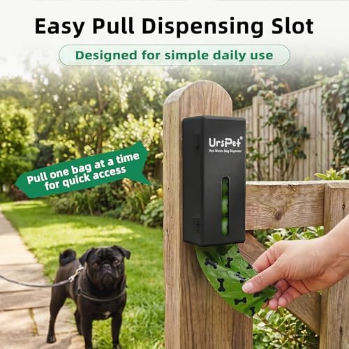 URSPET Dog Poop Bag Dispenser with 4 Rolls, Wall Mount Pet Waste Holder