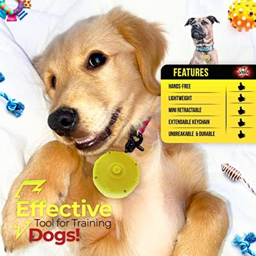 Yellow 40" Wearable Mini Adjustable Dog Leash for Hiking, Training & Adventure - Powerful Lightweight, Retractable Keychain Clip. Durable & Comfort Grip for Off Leash Walking
