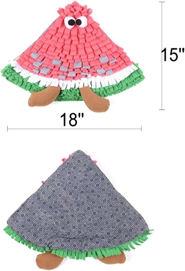 Dog Snuffle Mat Fleece Foraging Fruit Design Mats Small Animals Interactive Feeding Toy Anti Slip Slow Feeder Pet Treat Dispenser for Dogs Rabbits Guinea Pigs (Watermelon)
