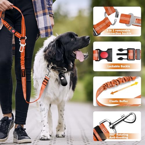 Laqibak Removable Dog Seat Belt Harness for Car, 3 in 1 Pet Seatbelt Leash