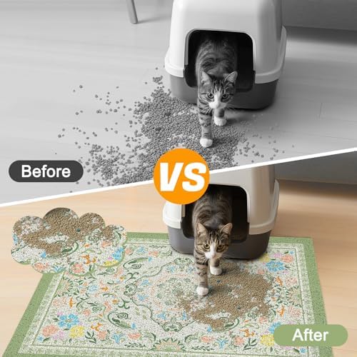Glittme Cat Litter Mat, 24"x15" Non-Slip Washable Trapping Mat for Cats