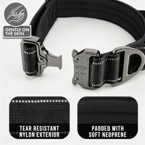 Adjustable Reflective Tactical Dog Collar for Large Dogs