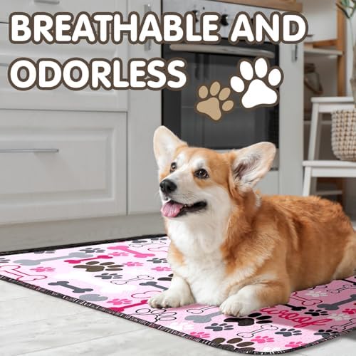 2PC Pink Pet Pee Pads, Washable Absorbent Non-Slip Mat 35x24in