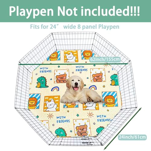 Dog Playpen Urine Pad Dog Pee Pads Puppy Mats,Fits 24 Inch 8 Panels Regular Octagon Pet Fence [PLAYPEN Not Included] Reusable Washable Whelping Pet Mattress Pad Puppy Training Pads for Crate, Kennel