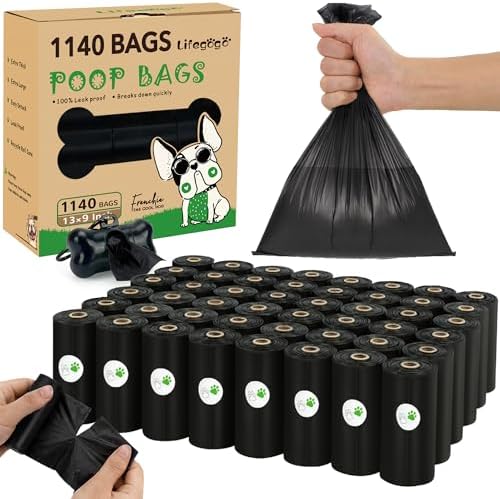 Dog Poop Bags Rolls: Large Leak Proof Hands Stay Clean Easy Tear 1140Count