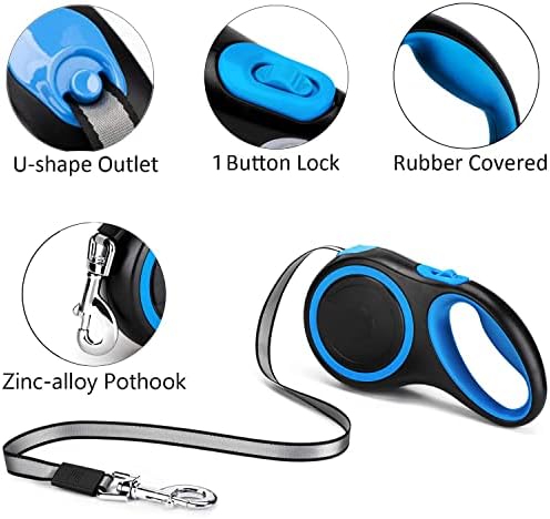 Segarty 26 Ft Retractable Dog Leash, 8m Retractable Leash for Medium Larger Dogs Up to 110 Lbs, 1 Button Break & Lock, 360 Tangle-Free, Heavy Duty Long Dog Lead for Training Running Walking
