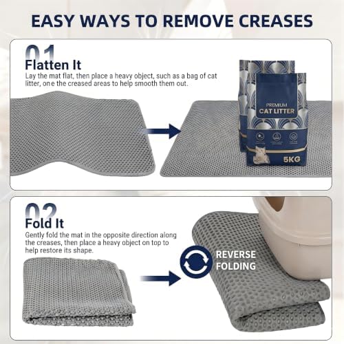 Cat Litter Mat, Honeycomb Litter Trapping Mat, 23.6"x17.7" Grey