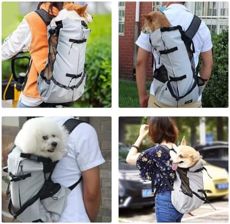 MANON ROSA Dog Backpack Carrier Adjustable Easy-Fit Travel Bag for Traveling Hiking Camping for Small Medium Dogs Cats Puppies (Small,White)