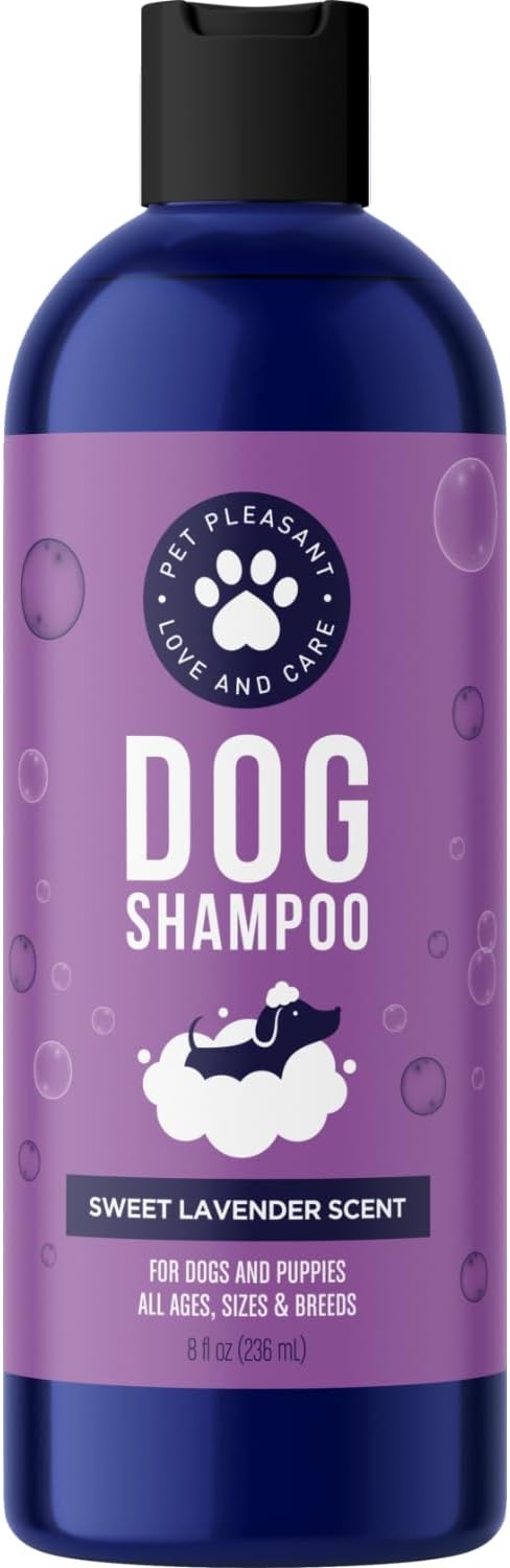 Moisturizing Oatmeal Dog Shampoo for Dry Skin - Calming Lavender Dog Shampoo with Aloe Colloidal Oatmeal and Jojoba Oil for Clean Coat & Skin Relief - Sulfate Paraben Phthalate & Dye Free (8 Fl Oz)