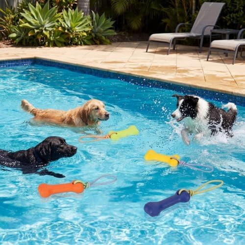 Skylety 4 Pack Floating Dog Toy with Rope Handle