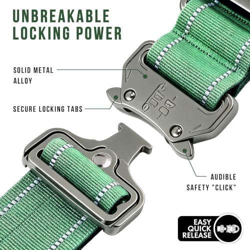 Adjustable Reflective Tactical Dog Collar for Large Dogs