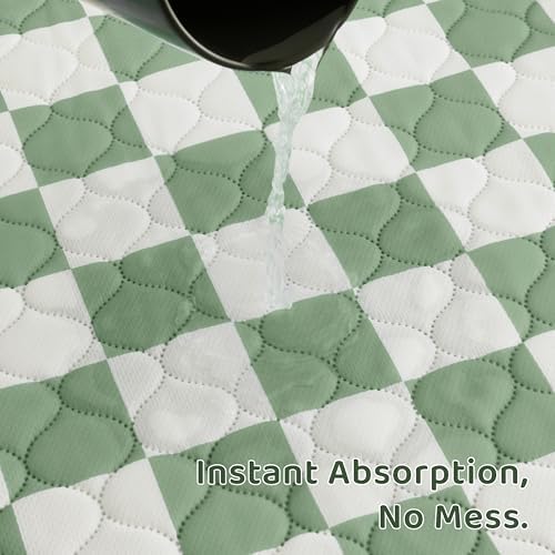 2 Pack Sage Green Checkered Washable Pee Pads for Dogs, Checkered Reusable Dog Pee Pads, for Puppy Playpen, Crate, Whelping Box, Potty Training, Cute Aesthetic Absorbency, Leak-Proof Non-Slip