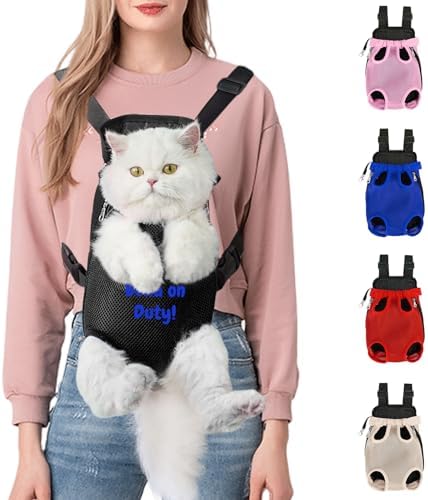 Personalized Dog Carrier Backpack with Name Embroidery, Adjustable Front-Facing Legs-Out Design, Custom Dog Carrier Bag with Breathable Tail Hole & Chest Support for Small/Medium Dogs (Black, X-Large)