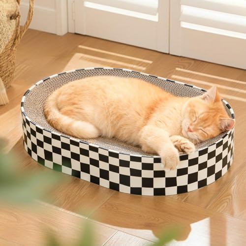 Conlun Oval Cat Scratcher Bed | Scratching Bowl Lounge for Cats | Large