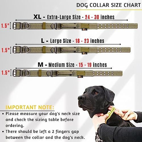 ADITYNA Heavy Duty Green Dog Collar for Medium Dogs with Traffic Handle