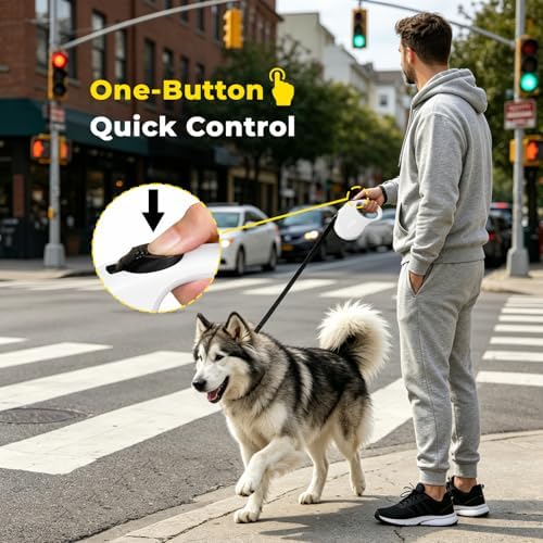 Retractable Dog Leash 16ft for Small & Medium Dogs Up to 55 lbs
