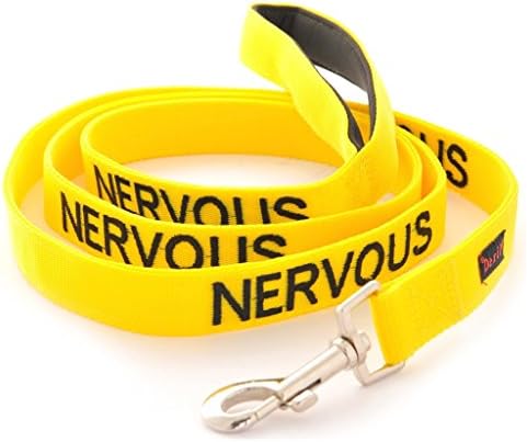NERVOUS Yellow Color Coded 2 4 6 Foot Padded Dog Leash (Give Me Space) PREVENTS Accidents By Warning Others of Your Dog in Advance (Standard Leash)