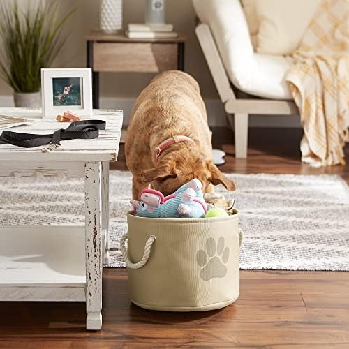 Bone Dry Pet Storage Collection Collapsible Bin, Small Round, Taupe