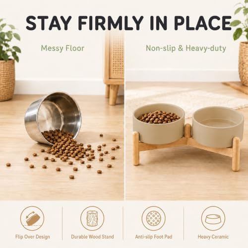 Havniva Ceramic Dog Bowls Elevated, Raised Dog Food Bowl for Small Dogs