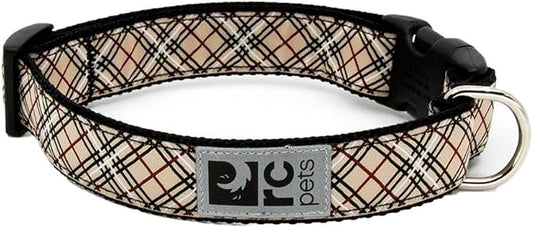 RC Pets 1 Inch Adjustable Dog Clip Collar, Medium, Tan Tartan