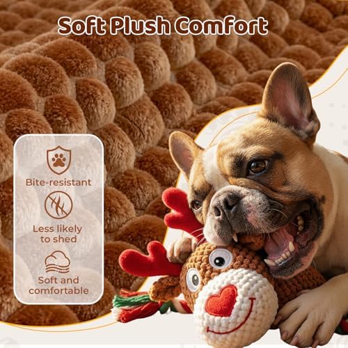 Plush Rope Reindeer Dog Toy – Durable Squeaky Tug Toy for Small, Medium Dogs, Interactive Chew & Fetch Puppy Toy