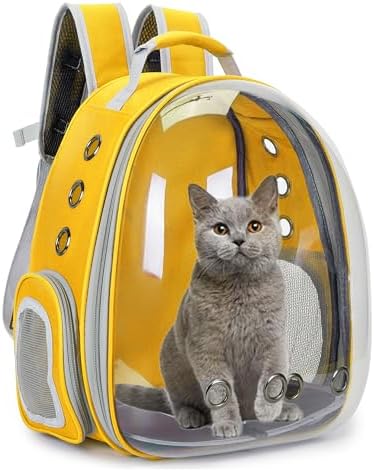 Cat Backpack Carrier Bubble Carrying Bag (Yellow)