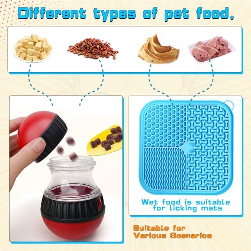 5 in 1 Dog Puzzle Toy Set for Slow Feeding and Puppy IQ Training, Stimulating Cognitive Anxiety Relief and Keeping Dog Busy, Pet Interactive Toy, Treat Dispensing Ball and Lick Mat for Flur
